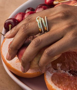 HoopLa Style - Multi Band Eternity Ring band- stacking bands: Yellow Gold / 7