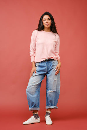 Pink Cashmere Blend Crew Sweater