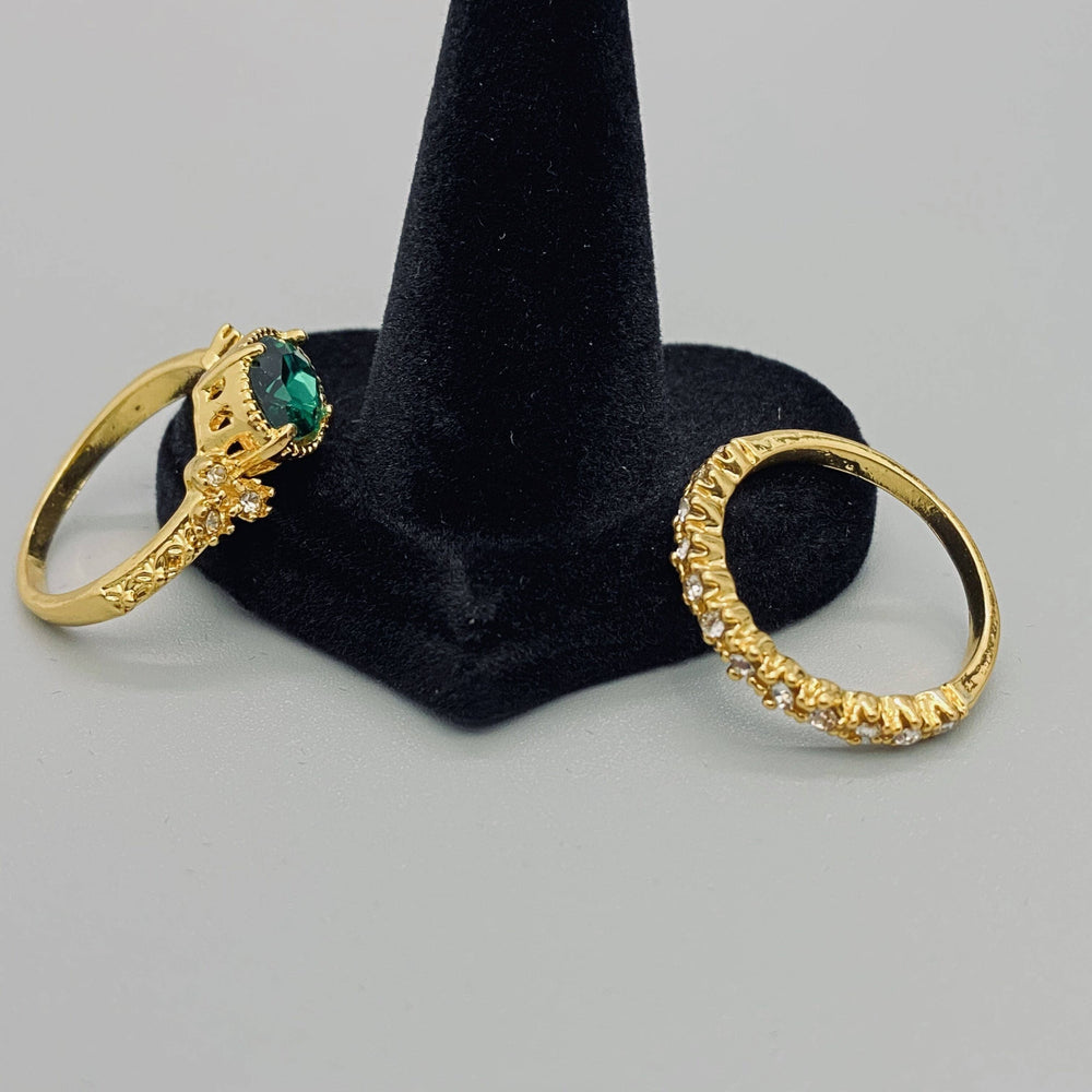 2pcs/set Rhinestone Ring: Emerald