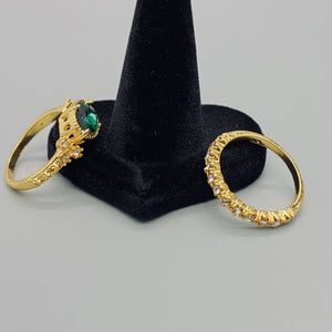 2pcs/set Rhinestone Ring: Emerald