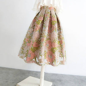 Easter Pink Floral Embroidered Skirt