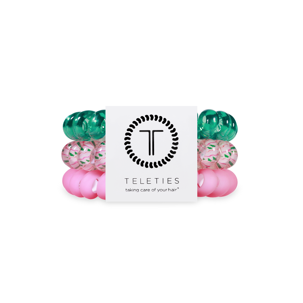 TELETIES - Spiral Hair Coils | Large | Merry Pinkmas Hair Ties