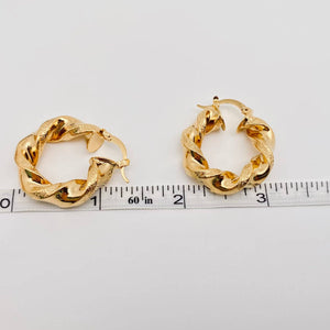 Gold Plated Hollow Twisted Shape Hoop Earrings