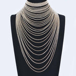 Silver Rhinestone Layered Necklace