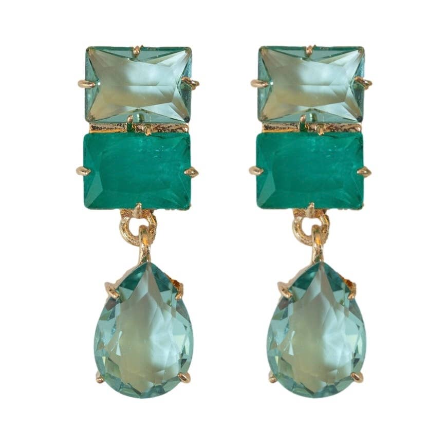 St Armands Designs of Sarasota - Amalfi Turquoise Ombre Gem Drop Statement Earrings