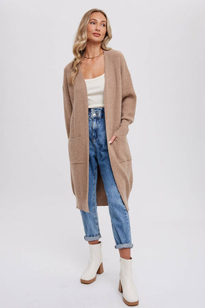 Latte Open Ribbed Cardigan