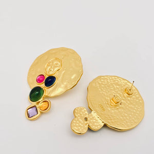 Golden Face Colorful Resin Stud Earrings