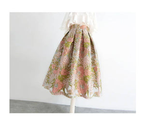 Easter Pink Floral Embroidered Skirt