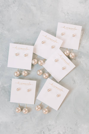 Gray Swinging Pearl Statement Drop Earrings
