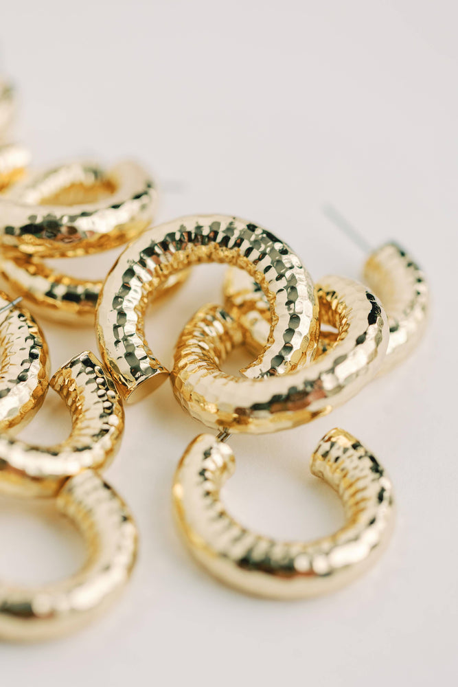 St Armands Designs of Sarasota - Hammered Gold Vintage Style Hoop Earrings
