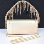 Silver Fringe Rhinestone Handle Bag