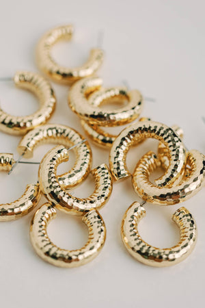 St Armands Designs of Sarasota - Hammered Gold Vintage Style Hoop Earrings