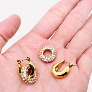 Cubic Zirconia Donut Design Huggie Earrings