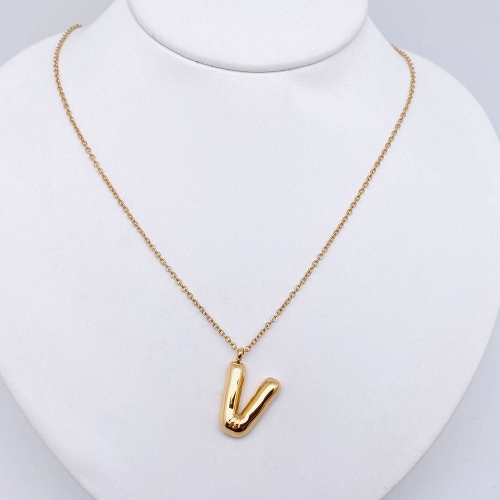 Bubble Shape Initial Pendant Necklace