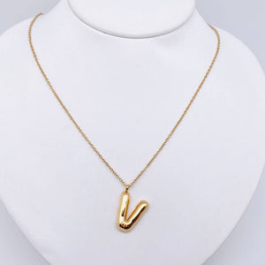 Bubble Shape Initial Pendant Necklace