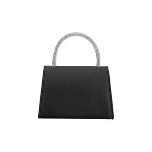 Melie Bianco - Sadie Black Satin Top Handle Bag