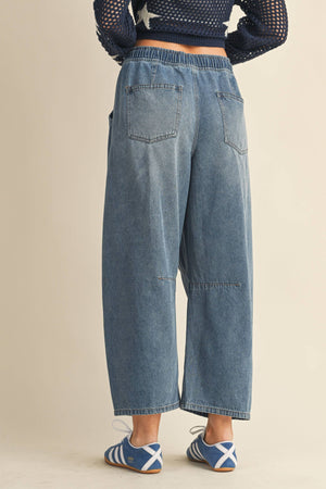 Drawstring Elastic Waist Relaxed Jean