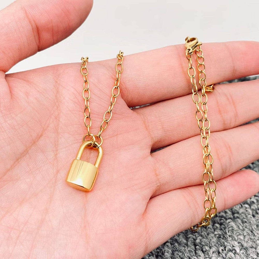 Lock Charm 18K Gold Plated Necklace