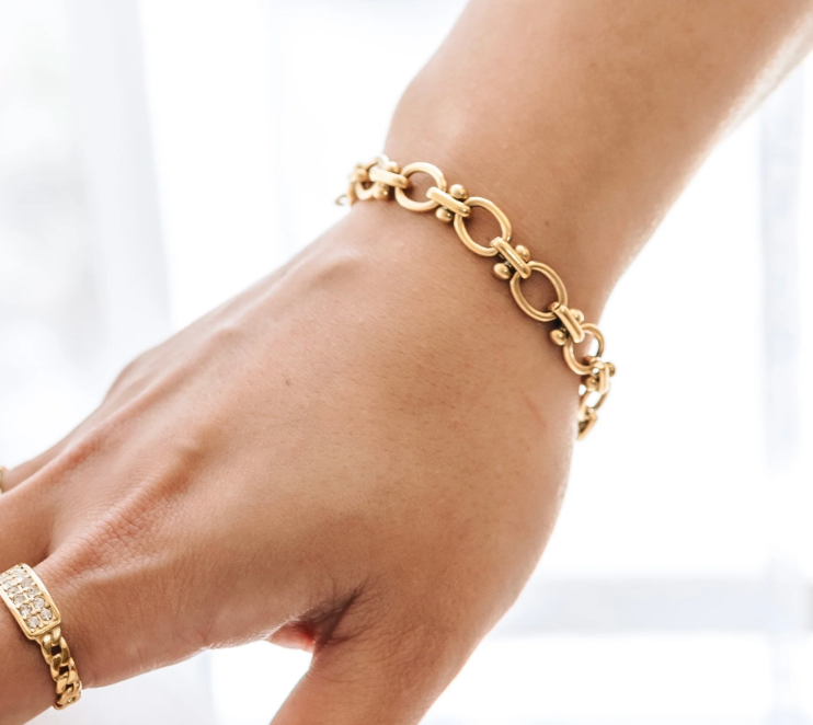 HoopLa - Rio Eternal Rope and Link Steel Bracelet 14K gold Waterproof