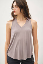 Soft V-Neck Tank: Smoke