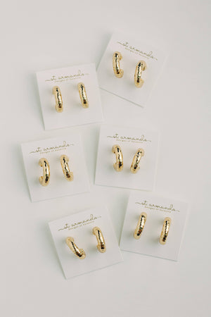 St Armands Designs of Sarasota - Hammered Gold Vintage Style Hoop Earrings