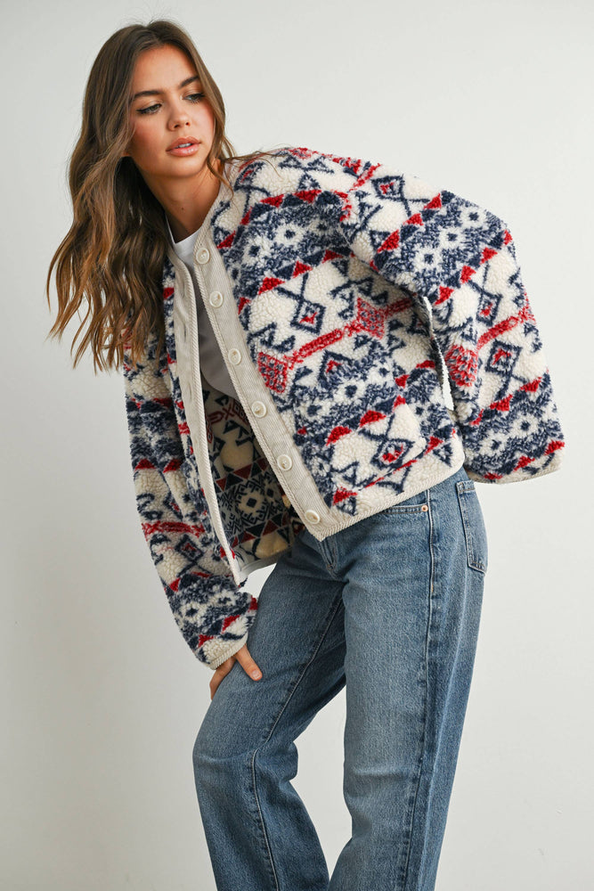 Cordoury and Fleece Long Sleeve Jacket