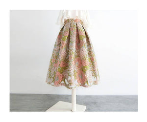 Easter Pink Floral Embroidered Skirt