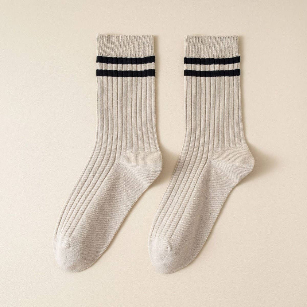 Classic Two Stripes Print Crew Socks