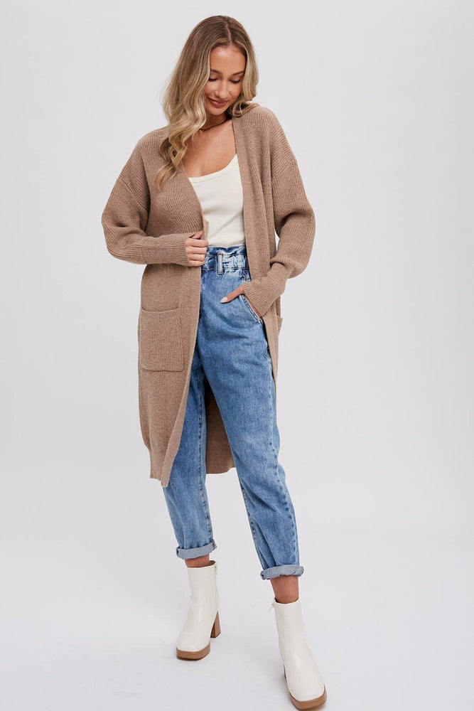 Latte Open Ribbed Cardigan