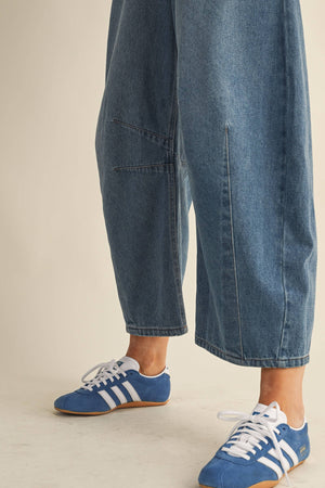 Drawstring Elastic Waist Relaxed Jean