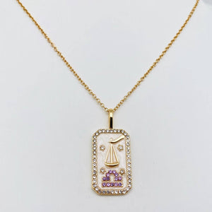 Zodiac Enamel 12 Constellation Inlaid Cubic Zirconia Necklace