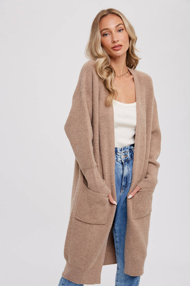 Latte Open Ribbed Cardigan