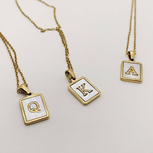 Square Initial Necklace