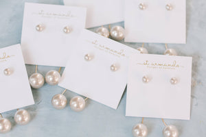 Gray Swinging Pearl Statement Drop Earrings
