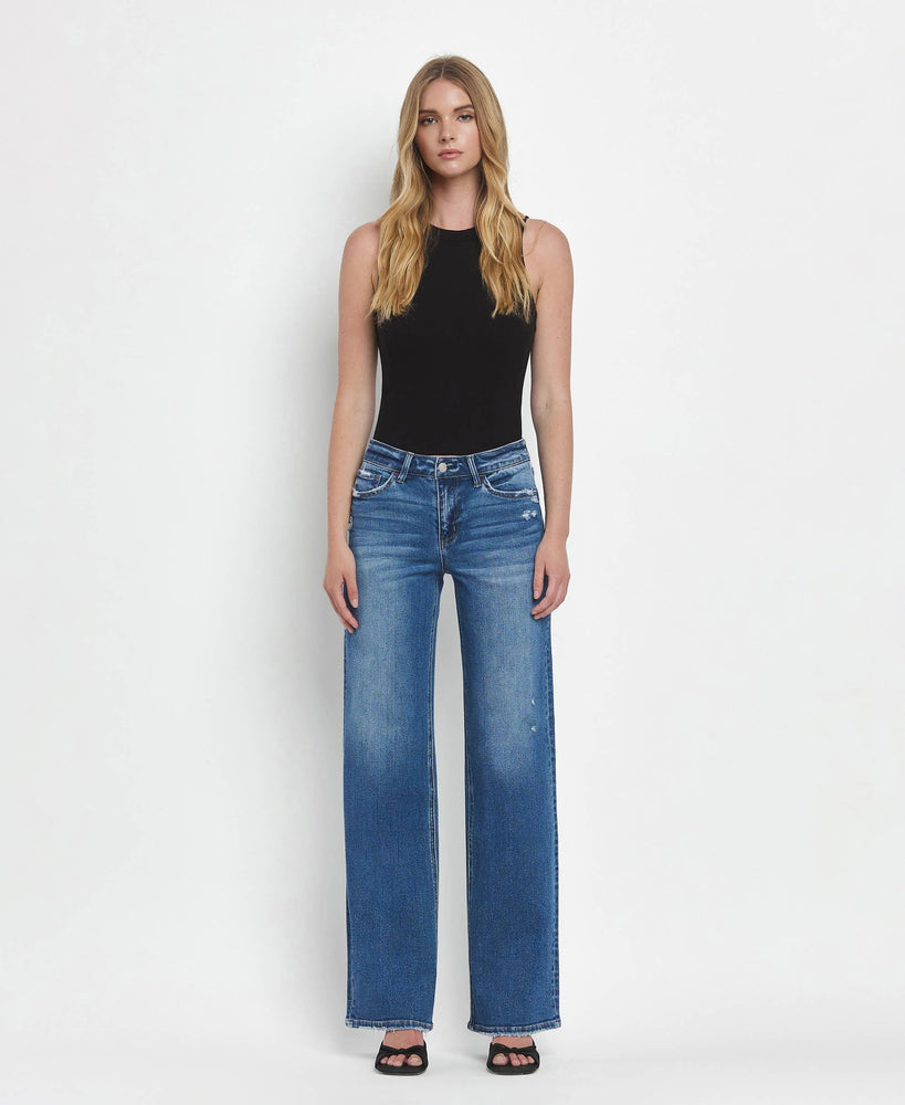 Mid Rise Wide Leg Jeans