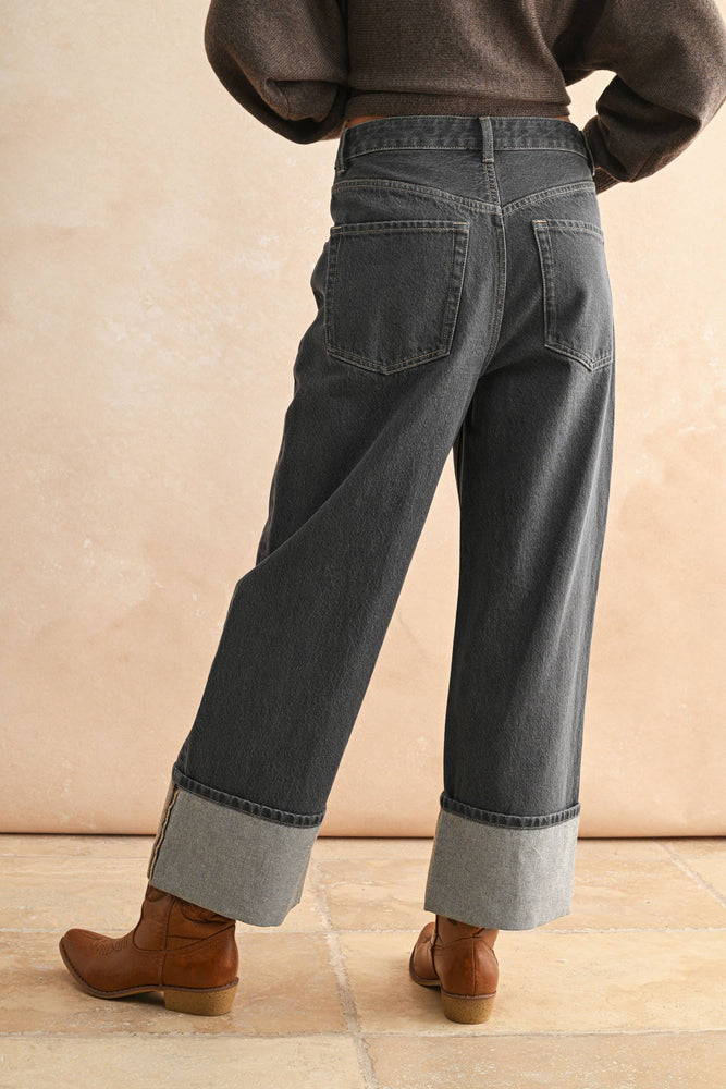 Cuffed Grey Wash Jean