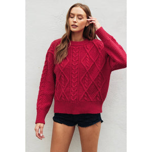 Rose Chunky Cable Knit Sweater