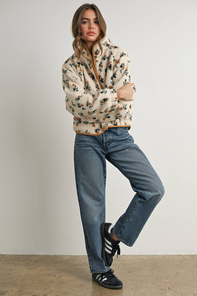Floral Fluffy Fleece Jacket