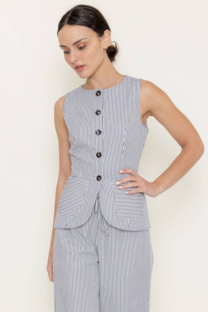 Striped Button Vest
