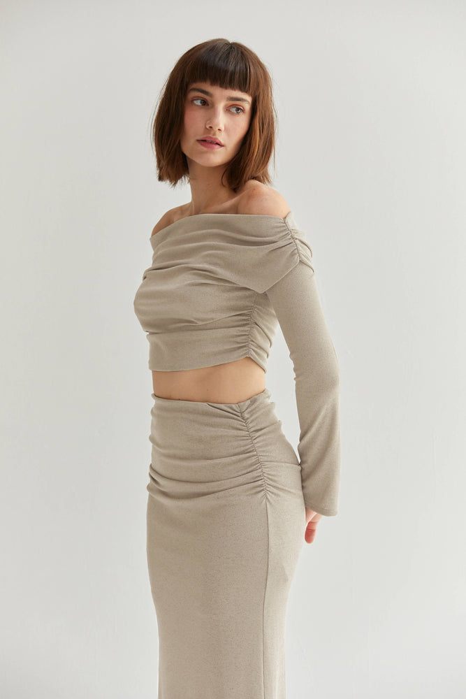 Jia Off-shoulder Maxi Skirt Knit Two-Piece Set