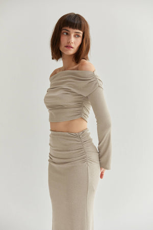 Jia Off-shoulder Maxi Skirt Knit Two-Piece Set