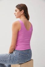 Basic V-Neck Tank: Raspberry Rose