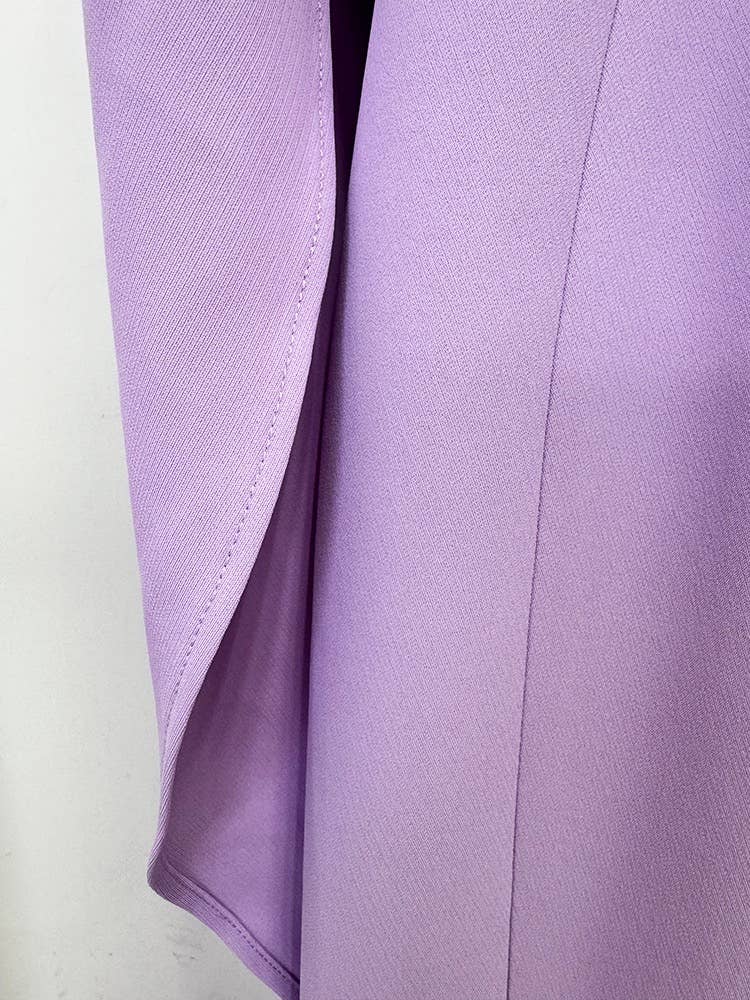 Lavender Rhinestone Gown with Draped Shawl