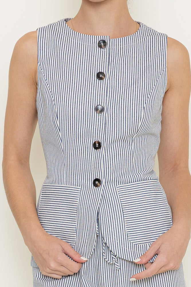 Striped Button Vest