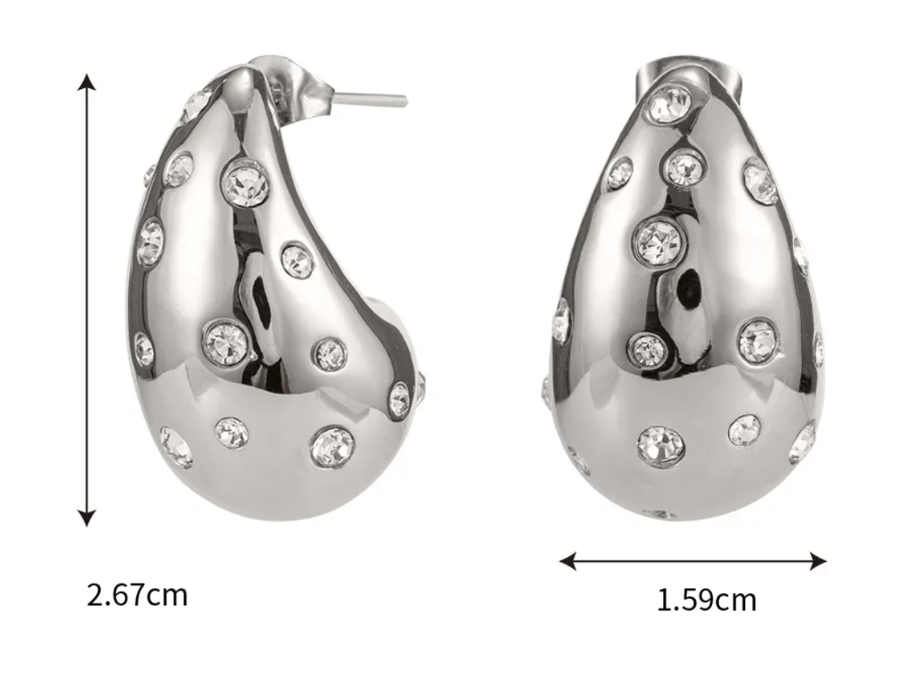 HoopLa - Icon Tear Drop-Stainless Steel and CZ: Yellow Gold