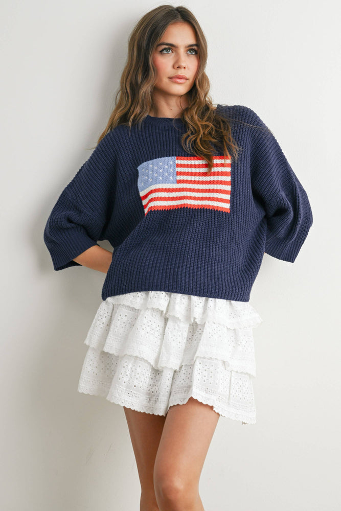 Navy Americana Knit Sweater