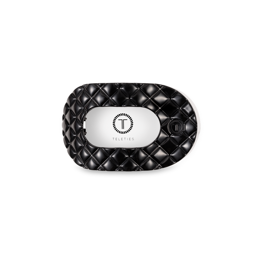 TELETIES - Flat Round Hair Clip | Small | Jet Black Quilted