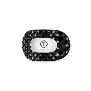 TELETIES - Flat Round Hair Clip | Small | Jet Black Quilted