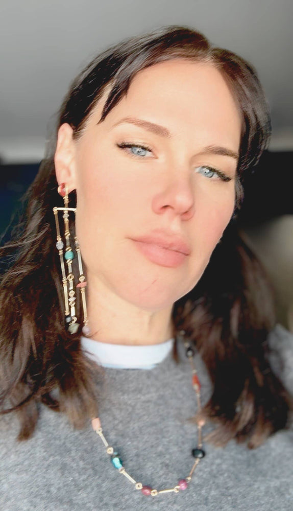 HoopLa - Serenity  Fringe Earring- Genuine Gemstone and 14K gold 