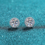 Four-Prong Moissanite Stud Earrings in 925 Sterling Silver: 2.0 ct